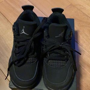 Little boys Jordan 4s black suede sneakers sz 11